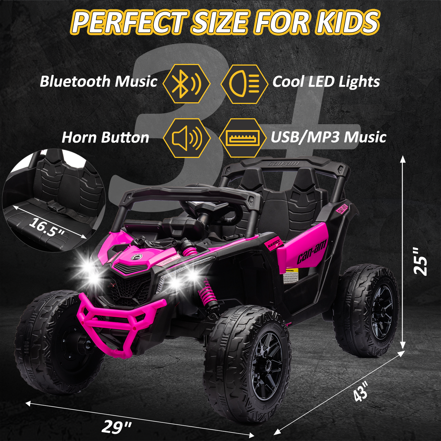 24V Ride on Toys Car, BLISSRIDE 4WD/2WD Switchable Kids UTV for Kids Boys Girls, Pink