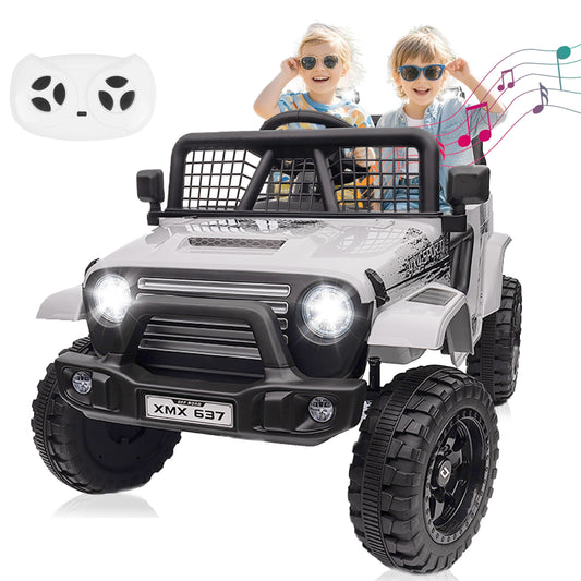 BLISSRIDE 24V Ride On Jeep, Kids 2 Seater Ride On Car Truck w/4WD Motor, Remote Control, 3 Speed, Bluetooth Music, Spring Suspension, LED Light, Kids Electric Car Power Wheels Gift for Boys, Girls - Gray