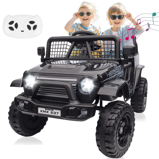 BLISSRIDE 24V Ride On Jeep, Kids 2 Seater Ride On Car Truck w/4WD Motor, Remote Control, 3 Speed, Bluetooth Music, Spring Suspension, LED Light, Kids Electric Car Power Wheels Gift for Boys, Girls - Black