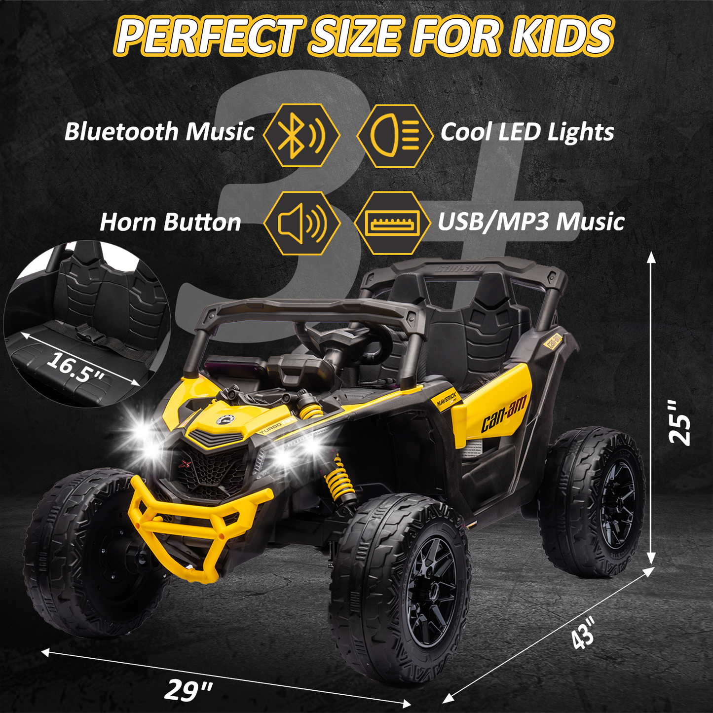 24V Ride on Toys Car, BLISSRIDE 4WD/2WD Switchable Kids UTV for Kids Boys Girls, Yellow