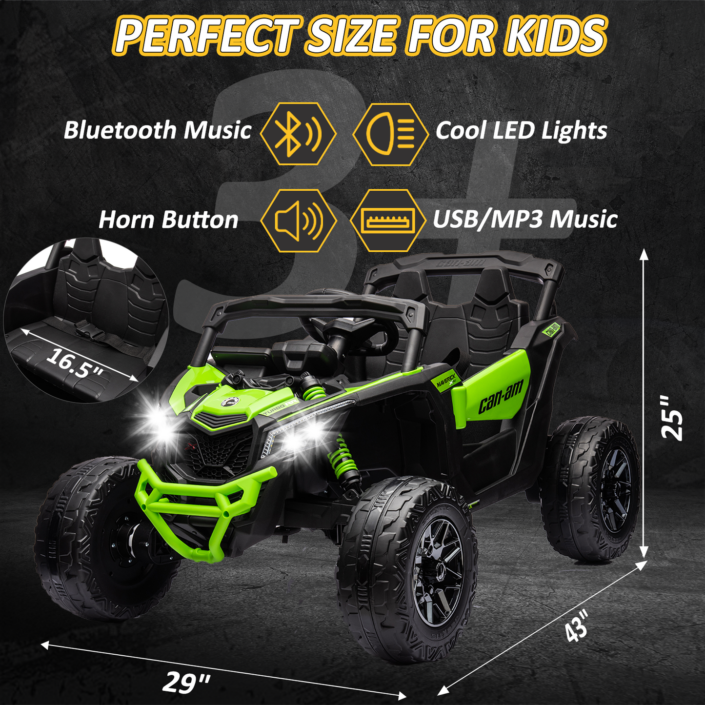 24V Ride on Toys Car, BLISSRIDE 4WD/2WD Switchable Kids UTV for Kids Boys Girls, Green