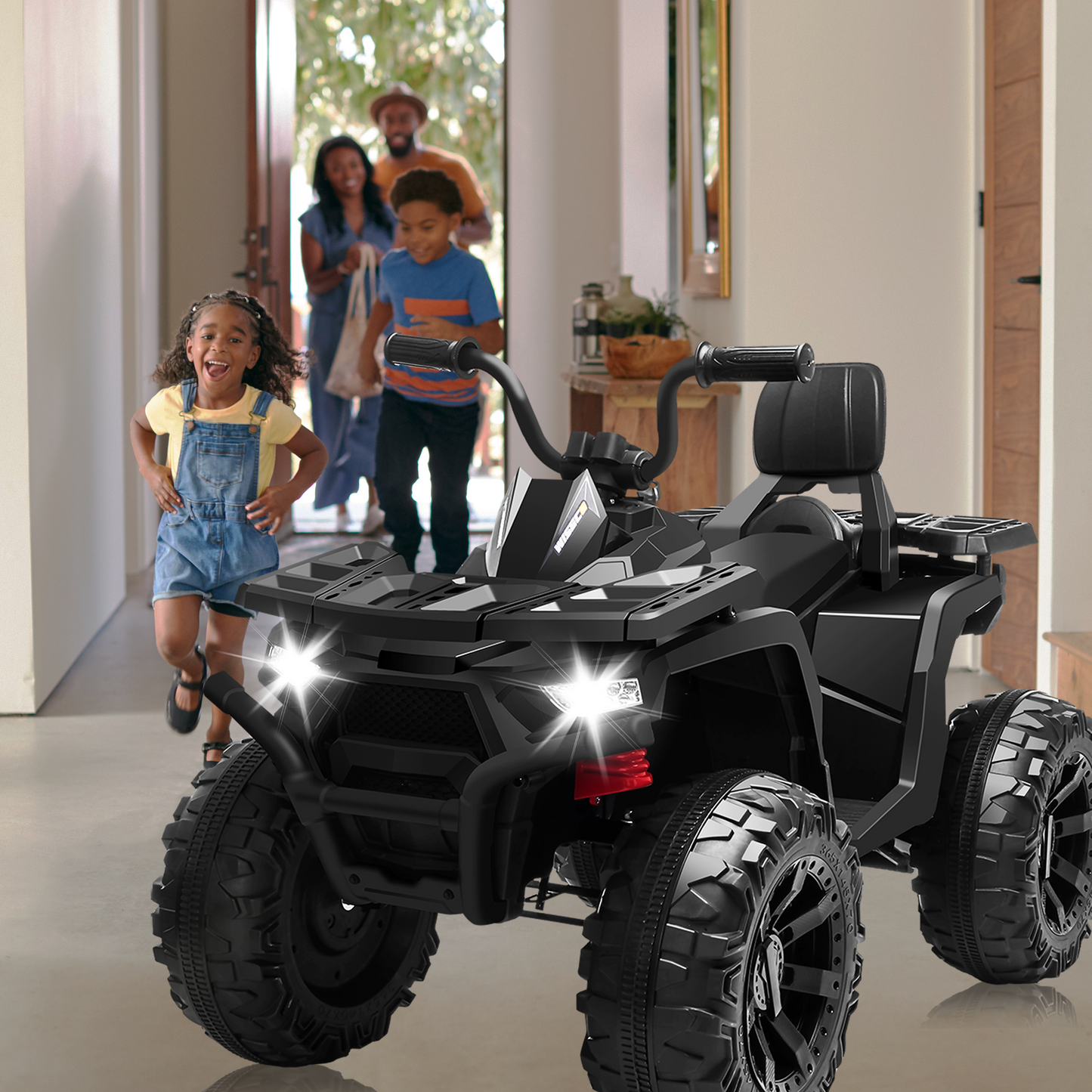 BLISSRIDE 24V Kids ATV 4 Wheeler, 2 Seater Ride on Toy for Big Kids with 400W Motor, 9AH Battery Powered, Protective Gear Set, Bluetooth Music, LED Lights, Spring Suspension, Electric Quad for Boys&Girls,Red